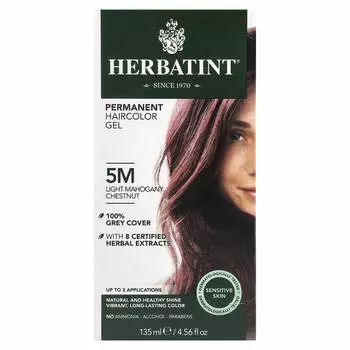 Herbatint, Стойкая гель-краска для волос, 5M Светло-махагоновый каштан, 5,75 жидких унций (170 мл)