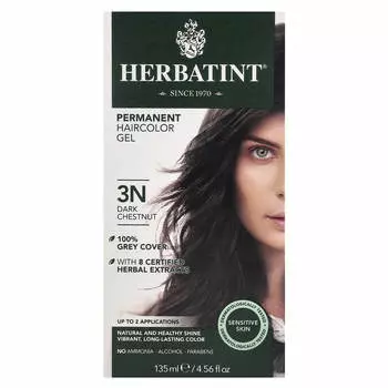 Herbatint, Стойкий гель-краситель, 3N, темно-каштановый, 4,56 жидких унций (135 мл)