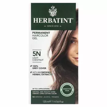 Herbatint, Стойкий гель-краситель, 5N, Светло-каштановый, 4,56 жидких унций (135 мл)
