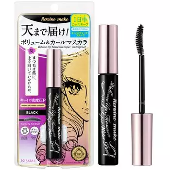 Тушь для ресниц Heroine Make Volume UP Super WP 01 Black 6 г Водостойкая формула, устойчивая к слезам, поту, воде, кожному салу и истиранию