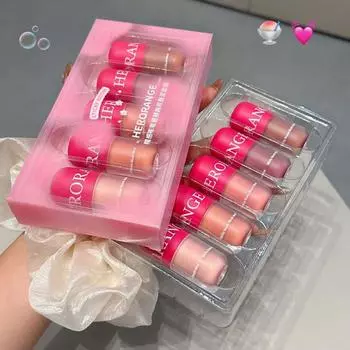 HERORANGE Capsule Lip Mud Set Lip And Cheek Dual Purpose Matte Natural Color Lip Gloss Long-lasting Blush Mud