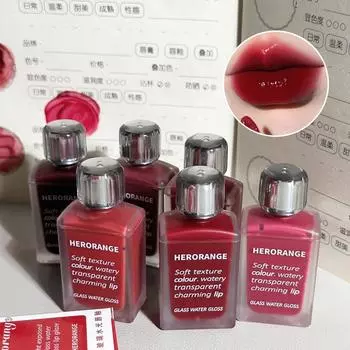 HERORANGE Glass Water Увлажняющий блеск для губ Стойкий цвет Прозрачный блеск для губ
