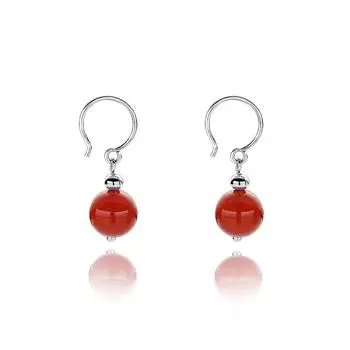 Hetian Jade Red Agate Серьги-крючки Осенний дизайн Ретро Высококачественное украшение для ушей