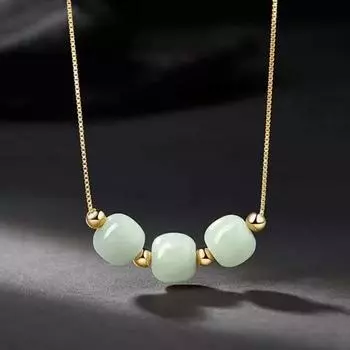 Hetian Jade Three Life Three World Ожерелье Bucket Beads Нефритовый кулон Нефритовые украшения Подвесной светильник Роскошная ниша Высокое качество Ощущение