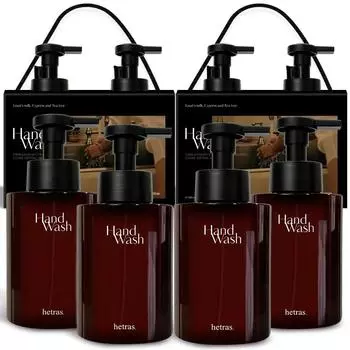 Hetras Perfume Bubble Hand Wash Gift Set Hotel Wood Fragrance, 515ml, 4 pieces