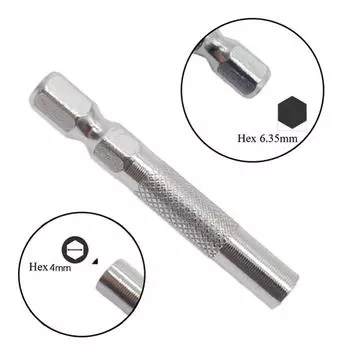 Hex Shank 1/4 Адаптер буровой гнезда стальной адаптер бита Universal 6,35 мм до 4 мм отвертка