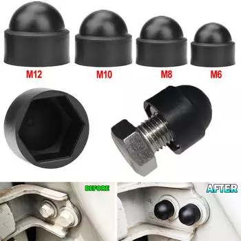 Hexagon Bolt Nut Cover Screw Protection Caps M6 M8 M10 M12 Plastic Black Hexagonal Screw Decoration Cover for Car Accessories M6 x 10