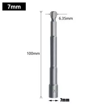 Hexagon Socket Wrench Nut 100mm 1pc Chrome Vanadium Steel 7mm