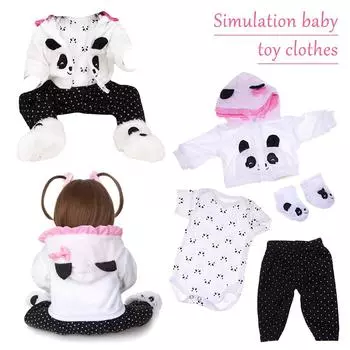 HGYCPP Toy Clothes For 17-18 inch Doll Girl Panda Outfit Matching Clothes Accessories 4pcs T8Q6 panda-1set