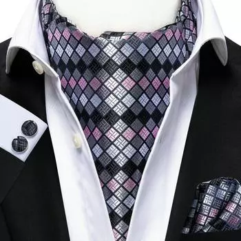 Hi-Tie, мужской деловой Новинка, галстук, шелковые шарфы Ascot, набор галстуков для мужчин, носовой платок, набор запонок AS-1044