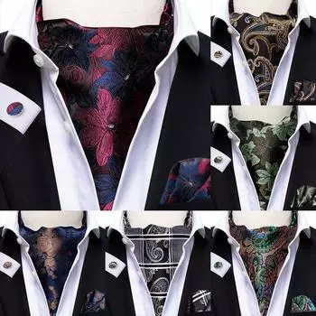 Hi-Tie, мужской модный шелковый галстук, шарфы Ascot, комплект галстуков с пейсли и цветочным принтом для мужчин, носовой платок, набор запонок 1051