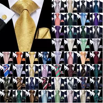 Hi-Tie новый дизайн мужской желтый золотой новинка галстук носовой платок запонки шелковый галстук набор N-0988