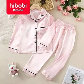 Hibobi детские пижамы из искусственного шелка на весну и осень, свободная домашняя одежда из тонкого ледяного шелка с милыми героями мультфильмов для мальчиков и девочек 5-6 Years розовый
