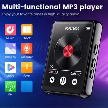 HiFi MP3-плеер музыкальный динамик с сенсорным экраном студенческий Walkman Bluetooth 5.3 MP3-плеер с динамиком/FM-радио/записью чёрный