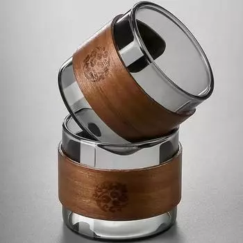 High Borosilicate Heat-resistant Glass Tea Cup Heat-resistant Main Cup Tea Tasting Cup Walnut Handle Kung Fu Tea M