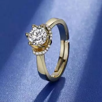 High Carbon Diamond Eight Hearts & Arrows Six-Claw Wedding Ring (1 карат) для женщин Adjustable Open Size