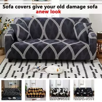 High elasticity printed full coverage sofa cover, anti cat scratch pet anti dirt, universal for all seasons 1/2/3/4 seater Small