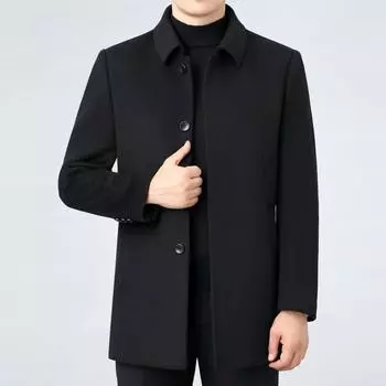 High-end cashmere coat men s handmade double-sided woolen lapel jacket middle-aged dad s autumn and winter wool niko coat 170