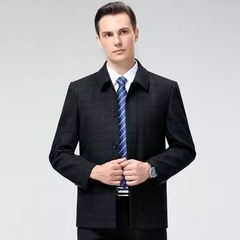 High-end cashmere men s coat, middle-aged autumn and winter windbreaker, loose woolen jacket, warm casual jacket M