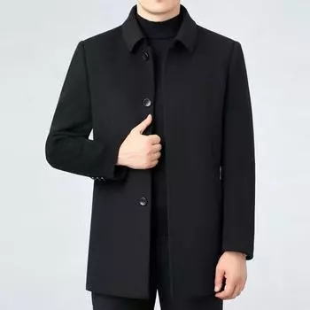 High-end double-sided woolen cashmere coat for men in autumn and winter, mid-length thickened middle-aged woolen woolen coat, dad windbreaker 170