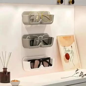 High-end Glass Display Cabinet Organizer Organizers Glasses Storage Boxes Wall-mounted Perforated Free Sunglasses Storage Rack