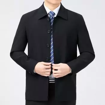 High-end jacket for middle-aged men, dad s lapel wool top, autumn and winter leader cadre buttoned wool jacket 170
