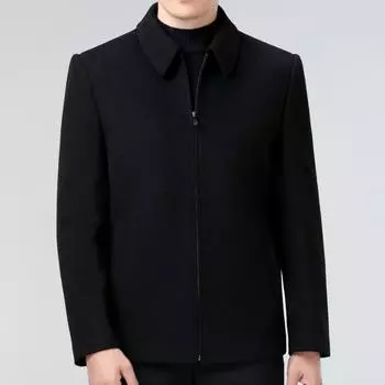 High-end men s cashmere jacket autumn and winter business lapel woolen coat middle-aged dad s down jacket 170