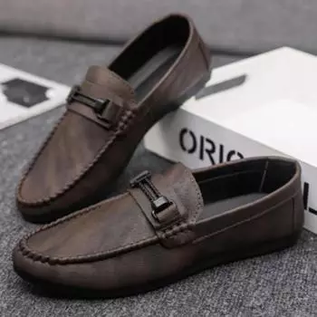 High End Men s Formal Dress Shoes Fashion Leather Casual Shoes for Men Soft Sole Business Work Shoes Slip on Loafers Moccasins 39 коричневый