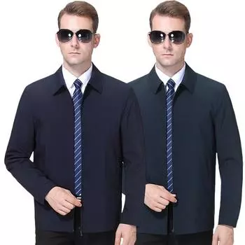 High-end men s jacket lapel mulberry silk top spring and autumn business casual jacket men s jacket for middle-aged and elderly people 170