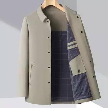 High-end mulberry silk jacket men s spring and autumn middle-aged lapel comfortable jacket business loose senior casual dad top 170