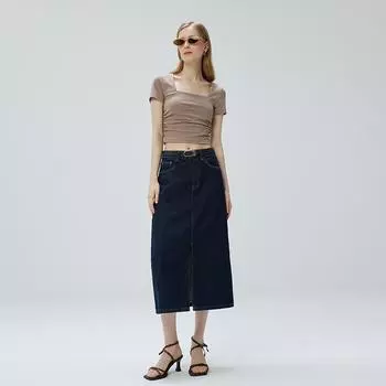 High end original cow non fading slimming straight tube skirt, commuting split half skirt 25