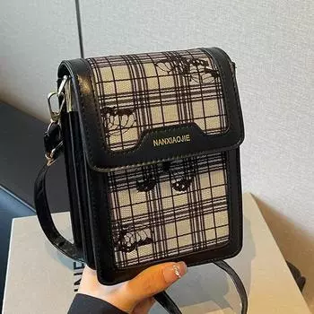 High-end Textured Plaid Bag for Women New Crossbody Mobile Phone Bag for Women Ins Versatile Single-shoulder Shoulder Bag
