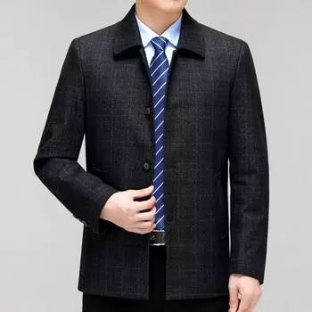 High-end wool jacket for men, thick lapel for leaders and cadres, thick coat for middle-aged and elderly dad, wool buttoned top 170