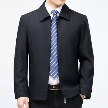 High-end wool jacket men s father s clothing middle-aged and elderly civil servant leadership jacket spring and autumn loose lapel casual jacket 170