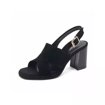High-heeled sandals women s summer new fish mouth rear empty thick heel open-toed sandals black women s fashion shoes 33