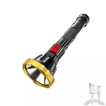 High Power Rechargeable Led Flashlight Led Work Light Ultra Powerful Flashlight Lanterna Lamp Flashlights Portable Torch Flash Golden Circle,1pc