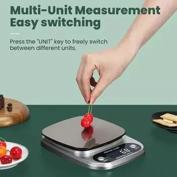 High Precision Kitchen Scale, 10kg Electronic Jewelry Baking Scale, Multi-function Measuring Tool, Electronic Scale, LCD Display серебряный