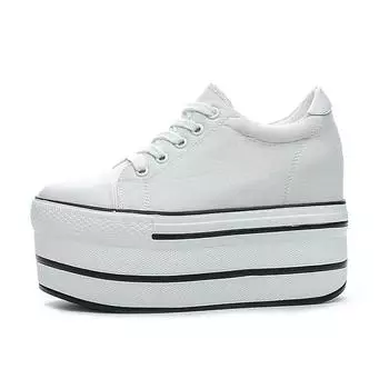 High quality 2025 Platform Shoes Women Spring Autumn Women s Boots Fashion Canvas Shoes Breathable Women Super High Single Shoes 33