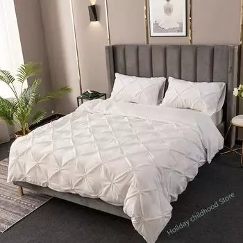 High Quality 3D Pinch Pleated Duvet Cover Set 220x240 Solid Color Single Double Twin Bedding Set Duvet cover US-Twin 168x229cm&set