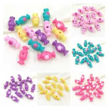 High quality Acrylic Flower Candy Beads DIY Jewelry Materials Fashion 10pcs for Bracelet Necklace Making Vertical Hole Accessories фиолетовый