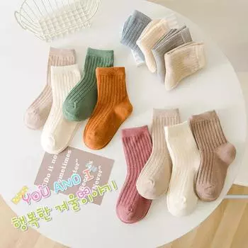 Высококачественные осенне-зимние новые детские носки однотонные Morandi Color Drawer Stripe детские носки универсальные милые носки для мальчиков и девочек 3-5Years