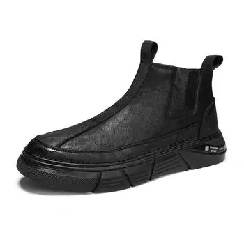High Quality Brand Men s Genuine Leather Boots Outdoor Hiking Boots Men s Casual Short Boots Elegant Business Formal Shoes 39 чёрный