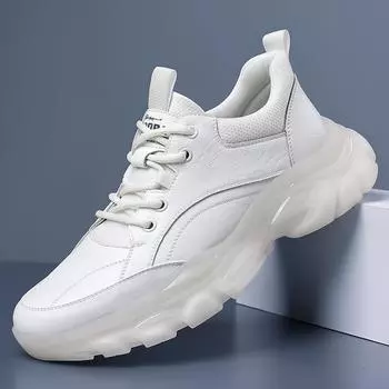 High Quality Brand Men s Genuine Leather Casual Shoes Thick Soled Oxford Shoes Simple White Men s Outdoor Hiking Running Shoes 38 чёрный