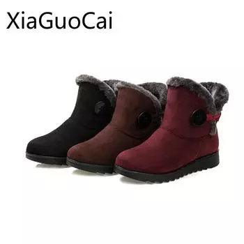 High Quality Brand Women s Winter Snow Boots Large Size Rubber Warm Short Plush Snow Boots Cotton Boots 5 чёрный