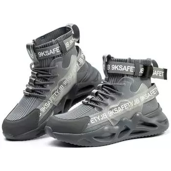 High Quality Comfortable High-cut Steel Toe Genuine Leather Oil Resistant Light Weight Work Boots S3 Safety Shoes for Men 38 серый