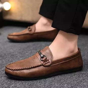 High Quality Leather Men Casual Shoes Comfortable Light Men Loafers Formal Men Dress Shoes Breathable Slip on Men Driving Shoes 6.5
