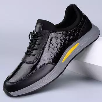 High Quality Man Sneakers Men Lightweight Walking Casual Shoes Genuine Leather Mens Trainers Luxury Brand Male Treking Footwear 37 чёрный