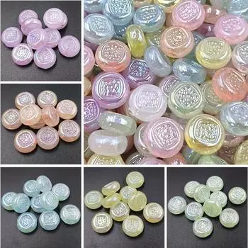 High quality Material DIY Accessories Abacus Jewelry Making UV Loose Beads Fashion Fine Flashing Embossed Double Sided 10pcs 16mm Acrylic белый