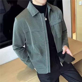 High Quality Men s Casual PU Leather Jackets 2025 Spring Autumn Streetwear Loose Faux Leather Coats Youth Motorcycle Tops XL зелёный