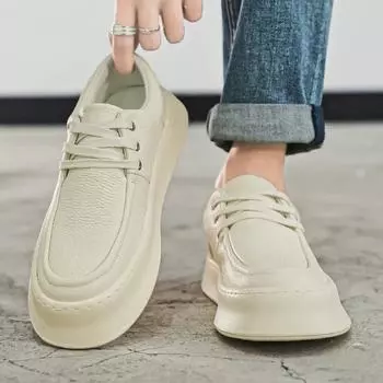 High Quality Men s Casual Shoes Driving Shoes Fashion Thick Sole Small White Shoes Multifunctional Sneakers Comfortable Sneakers 39 чёрный